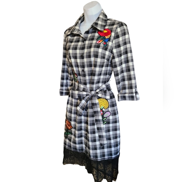 NICOLE MILLER checked flower dress 4 - Picture 1 of 9